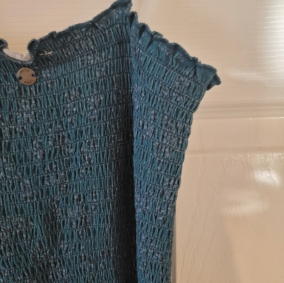 Roxy Jumpsuit Sz Small Smocked Straight Wide Leg Ditzy Floral Bohemian Beachy - Picture 7 of 12